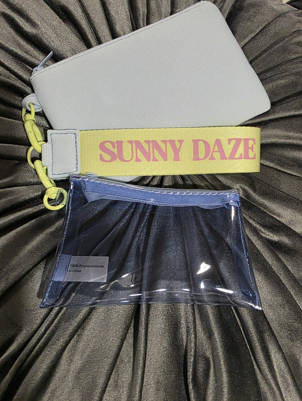 Target Sunny Daze Yellow Strap Wristlet with Clear Blue Pouch
